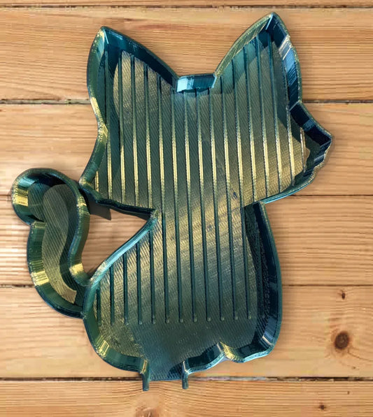 Chat en plateau de peinture diamant, bleu canard et vert