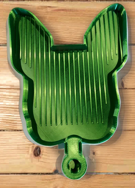 Plateau de peinture diamant tête de bouledogue français vert