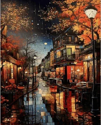 🍂🌙 Peinture aux numéros – Soir d’automne à Paris 🕯️ - Anniadp