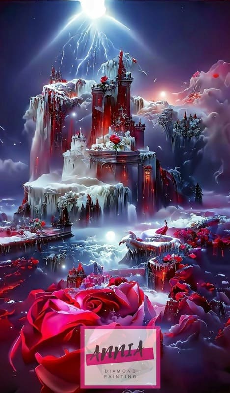 🌹❄️ Château aux Roses – Diamond Painting féerique ❄️🌹