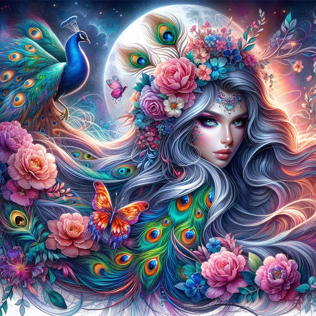 🦚💫 Titre : Reine d’Émeraude – L’Âme du Paon