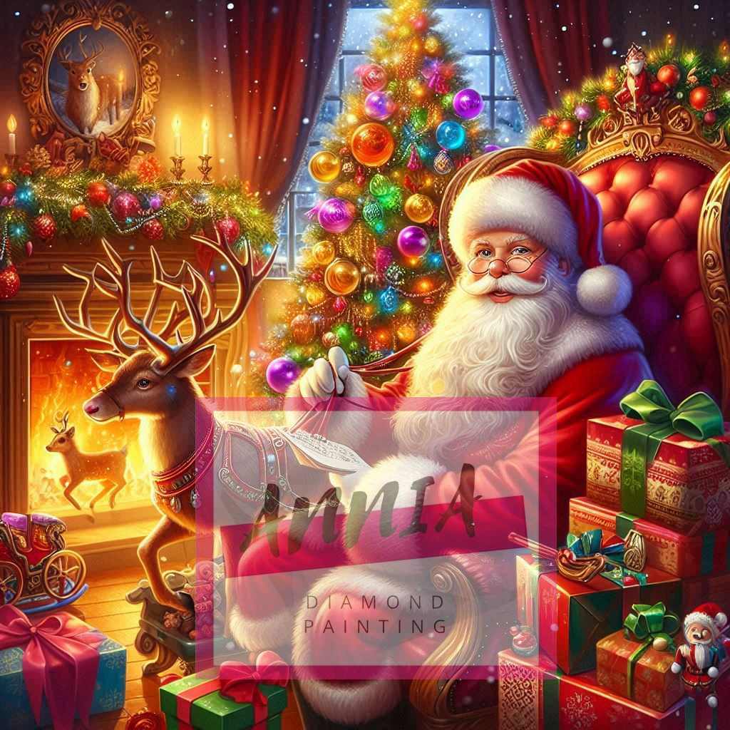 Père noël cheminée Diamond Painting-Anniadp
