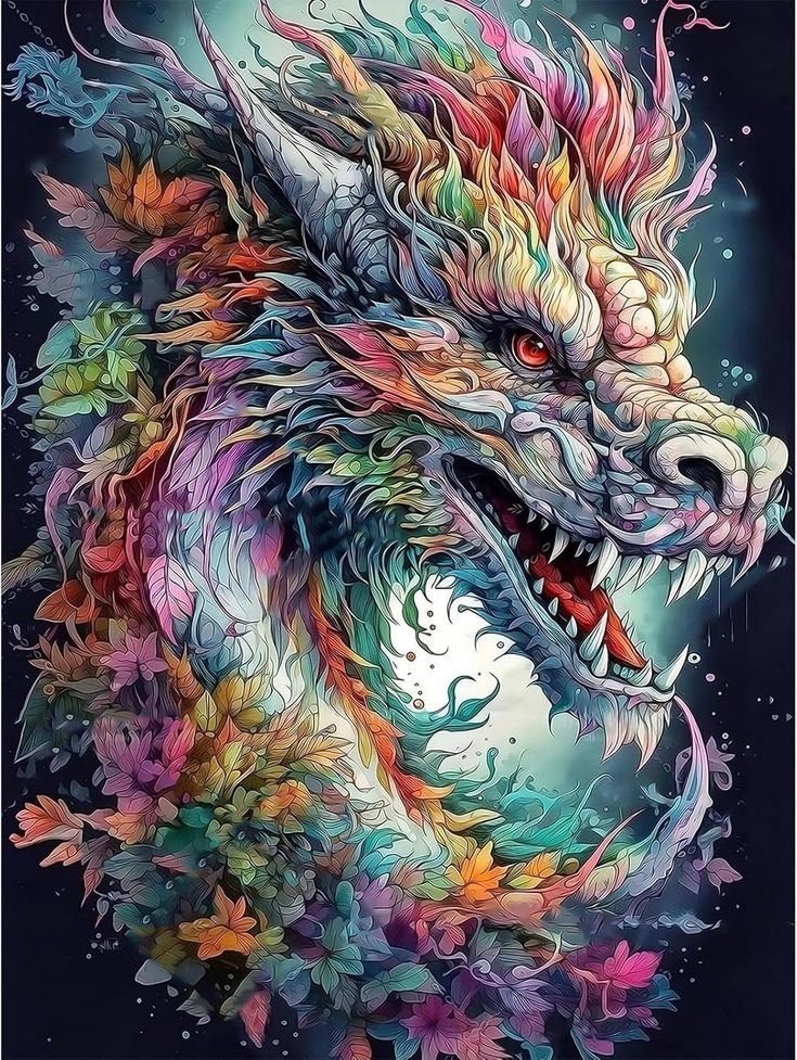 🔥🌈 Peinture aux numéros – Dragon Éthéré 🐉