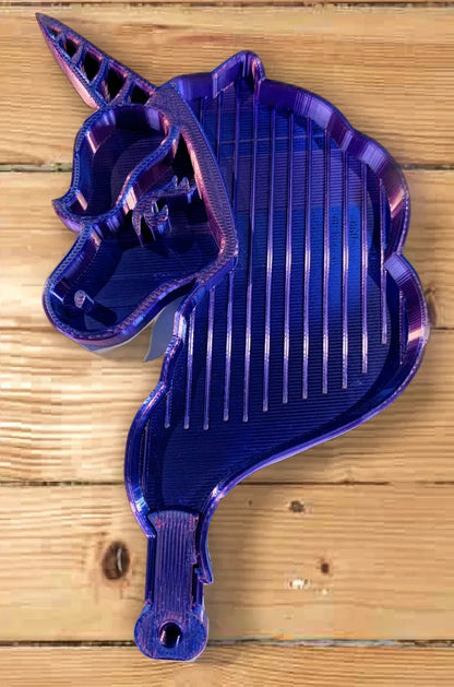 Plateau de peinture diamant en forme de tête de licorne violet, rainures pour perles