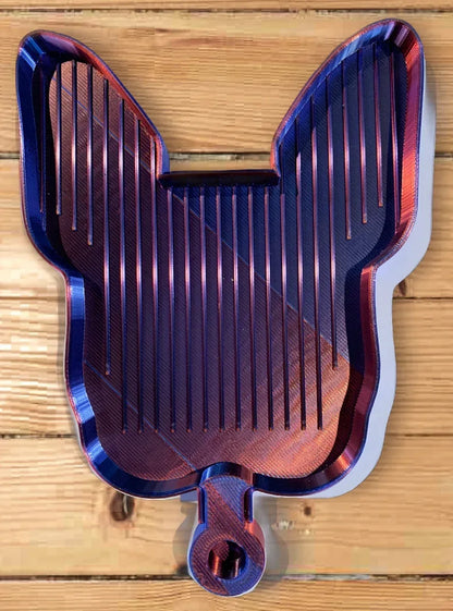 Plateau de peinture diamant tête de bouledogue français bleu foncé