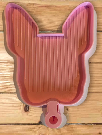 Plateau de peinture diamant tête de bouledogue français rose clair