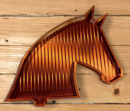 Plateau de peinture diamant tête de cheval orange, base à rainures verticales