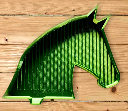 Plateau de peinture diamant tête de cheval vert, rainures verticales