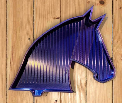 Plateau de peinture diamant tête de cheval bleu-violet, rainures verticales