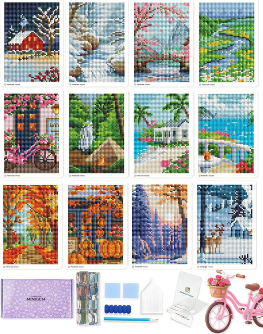 Planche de mini kits de peinture diamant, grille de motifs carrés multicolores