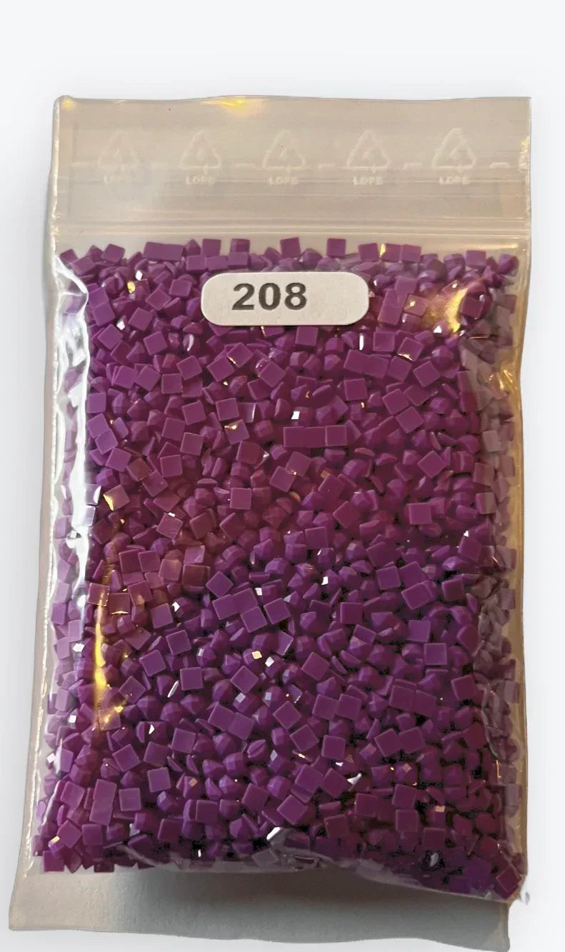 Sachet de diamants carrés en résine pourpre, numéro 208