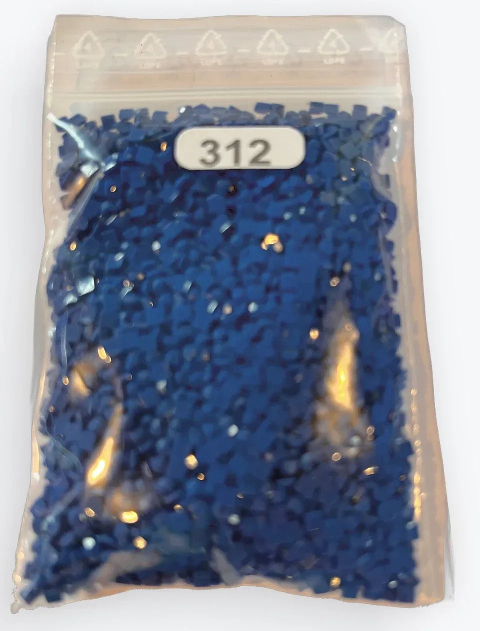 Sachet de diamants carrés en résine bleu, marquage 312