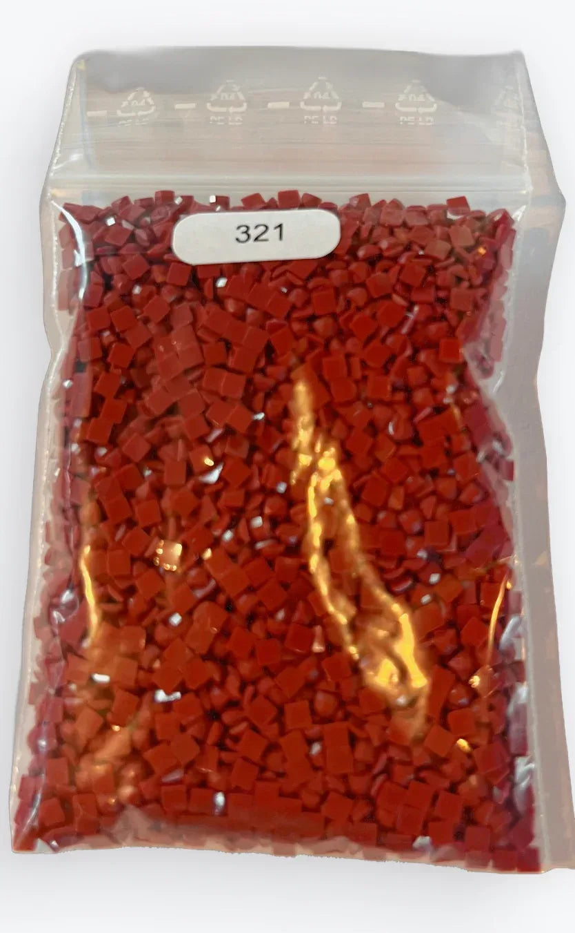 Diamants carrés en résine rouges pour diamond painting, sachet 321