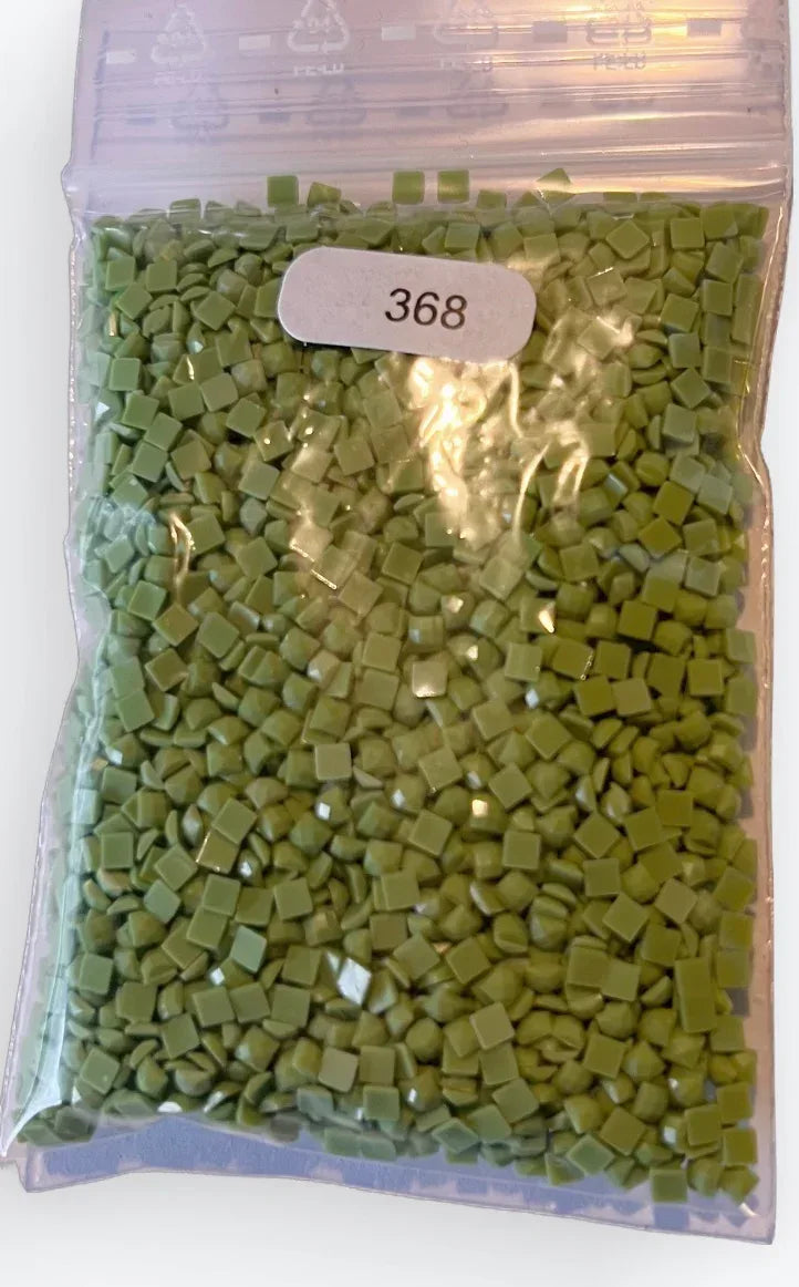 Sachet de diamants carrés en résine vert olive, code 368, pour diamond painting
