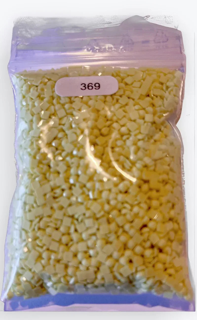 Sachet de diamants carrés en résine jaune clair, étiquette 369