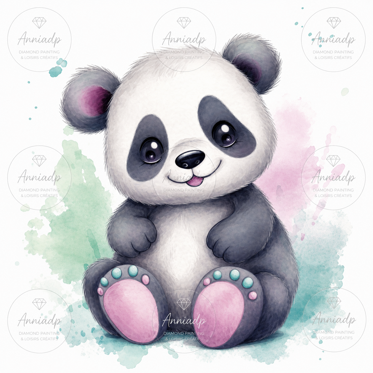 Kit Point de croix Bébé Panda Aquarelle