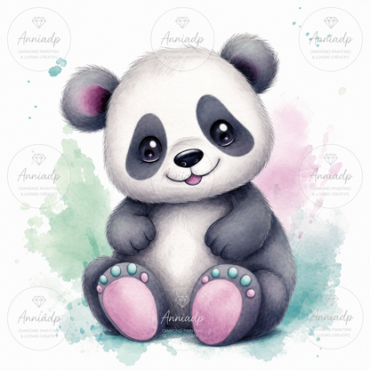 Kit Point de croix Bébé Panda Aquarelle