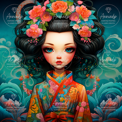 Kit Point de croix Geisha Fleur de Corail