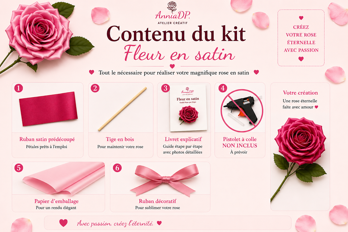 Kit Fleur en satin DIY