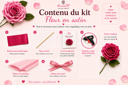 Kit DIY Bouquet de 10 roses en satin | Rose éternelle Anniadp