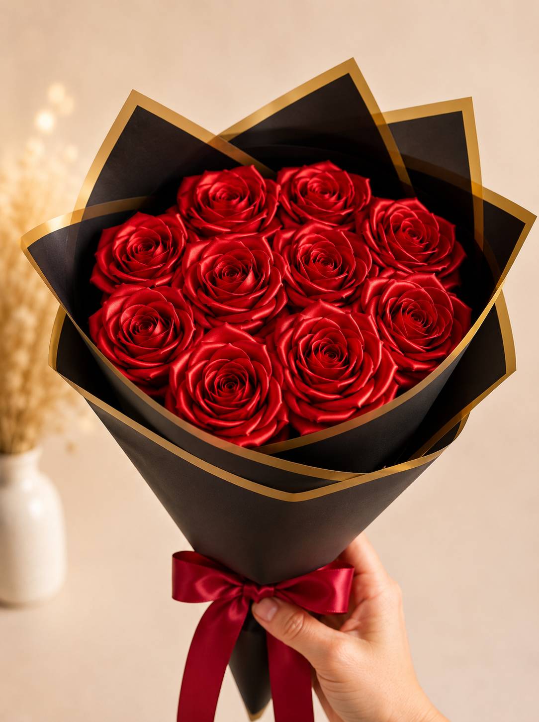 Kit DIY Bouquet de 10 roses en satin | Rose éternelle Anniadp