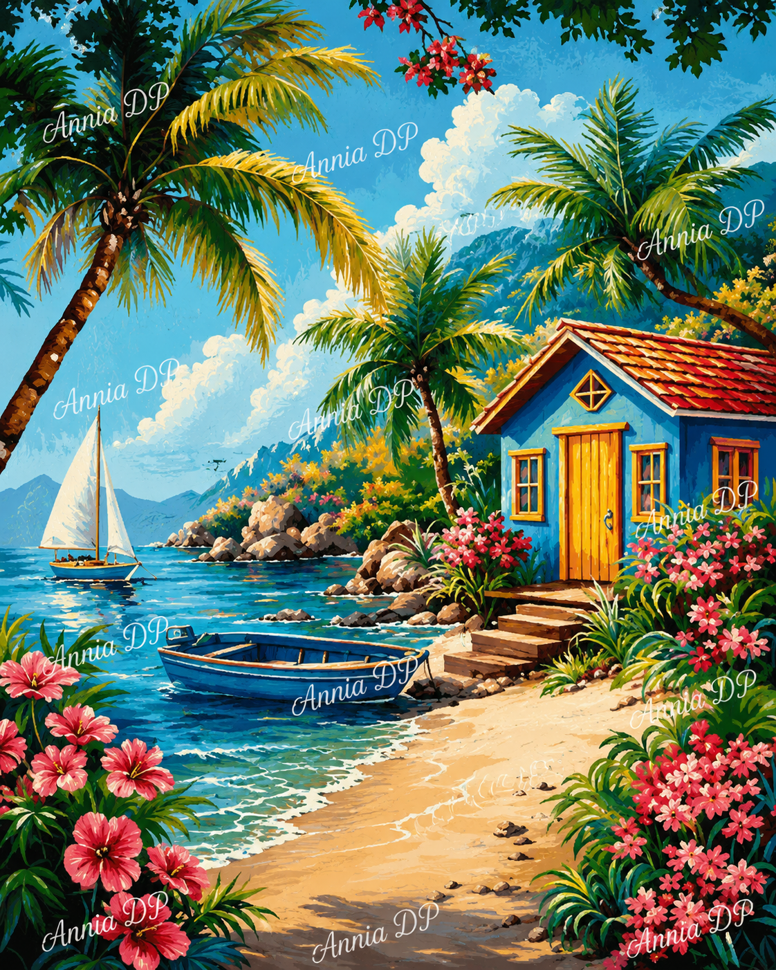 Peinture au numéro Cabane Tropicale