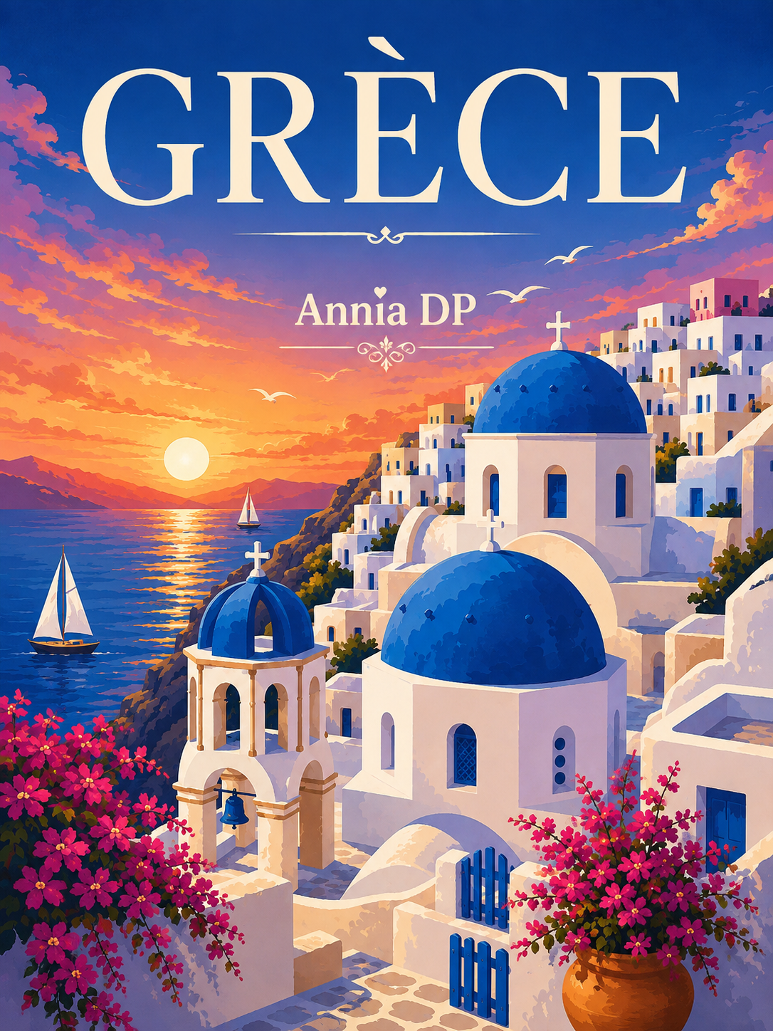 Peinture au numéro Santorin, Perle des Cyclades