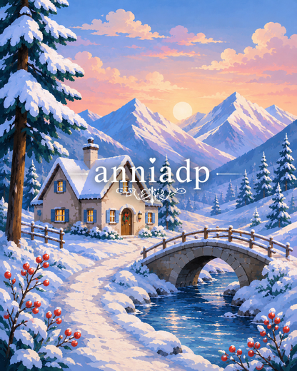Peinture au numéro Chalet d'Hiver