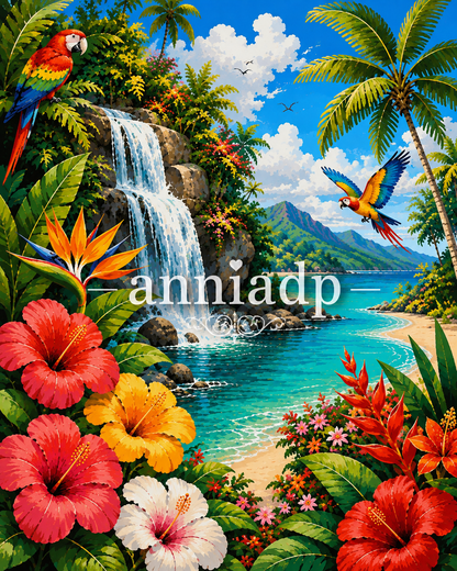 Peinture au numéro Évasion Tropicale d'Été