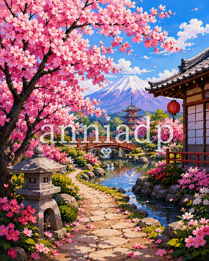 Peinture au numéro Printemps au Japon