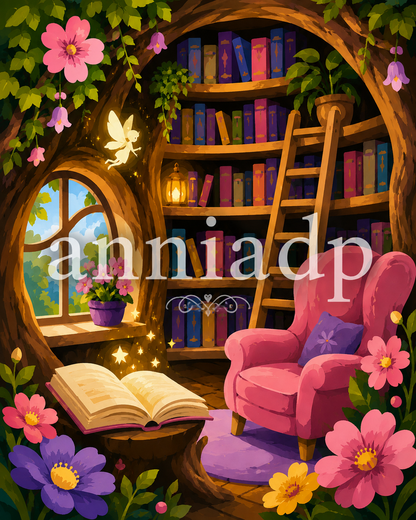 Peinture au numéro La Bibliothèque des Fées