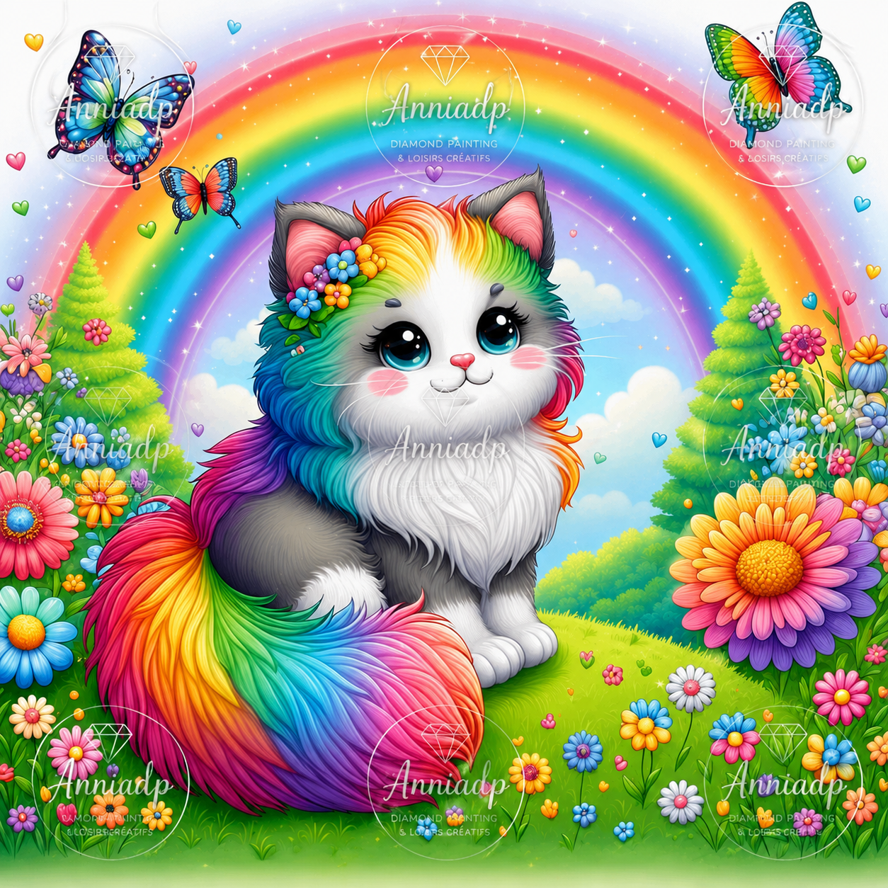 Kit Point de croix Chat Arc-en-ciel