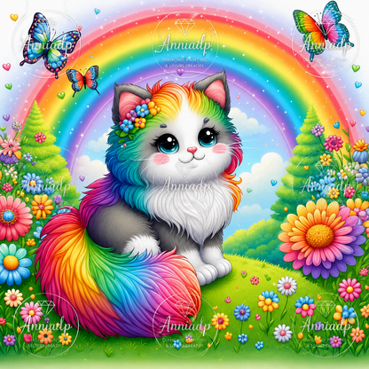 Kit Point de croix Chat Arc-en-ciel
