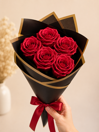 Kit DIY Bouquet de 5 roses en satin | Rose éternelle Anniadp