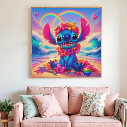 🌴💙 Diamond Painting – Stitch à la Plage – Esprit Aloha