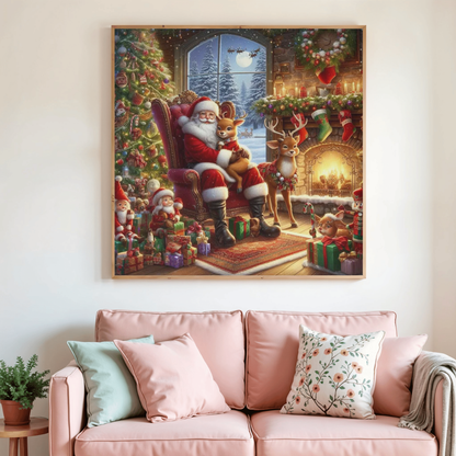 Toile de diamant à broder « Mon Petit Cerf » avec motif Noël et cadre illustré