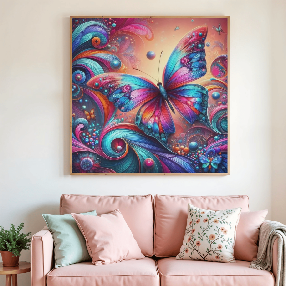 Tableau de broderie diamant Papillon de Lumière, papillon multicolore en diamants