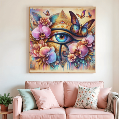 👁️🌸 Diamond Painting – L’Œil Mystique aux Orchidées