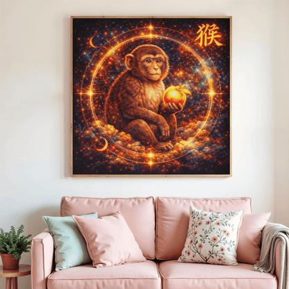 🐵✨ Diamond Painting – Signe Astrologique Chinois du Singe