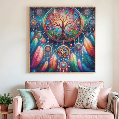 🌀 Diamond Painting – Attrape-rêves Arbre de Vie