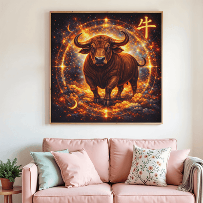 🐂✨ Diamond Painting – Signe Astrologique Chinois du Bœuf