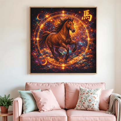 🐎✨ Diamond Painting – Signe Astrologique Chinois du Cheval