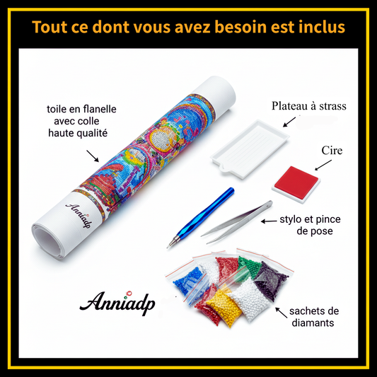 🏡🌺 Diamond Painting – Chalet Fleuri et Cheval