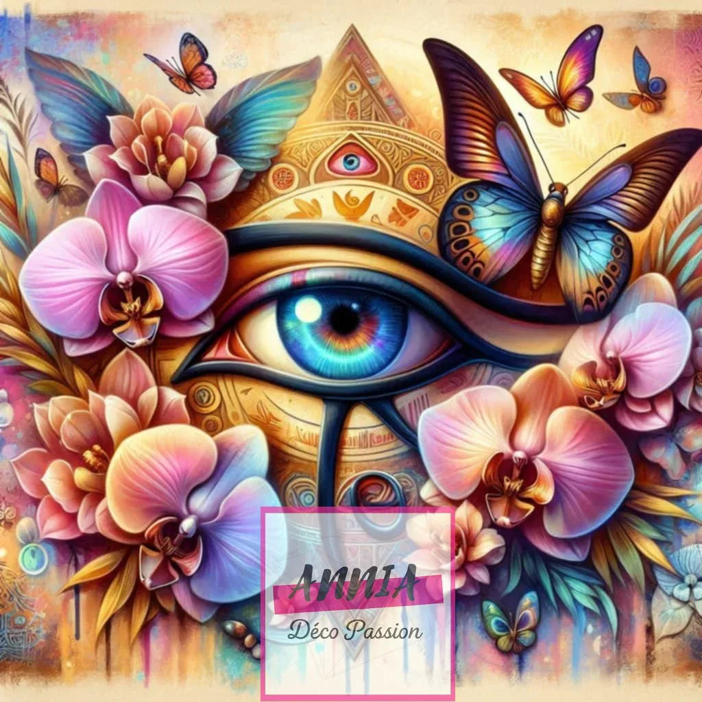 👁️🌸 Diamond Painting – L’Œil Mystique aux Orchidées - Anniadp