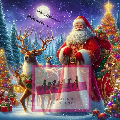 Père noël au clair de lune Diamond Painting - Anniadp