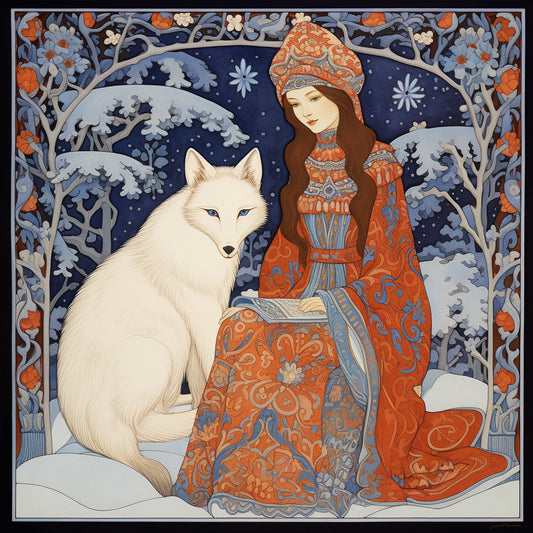 Diamond Painting - Jeune Fille Au Loup Blanc Par Artistic Journey