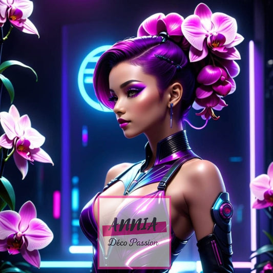 💜🤖 Diamond Painting – La Guerrière des Fleurs