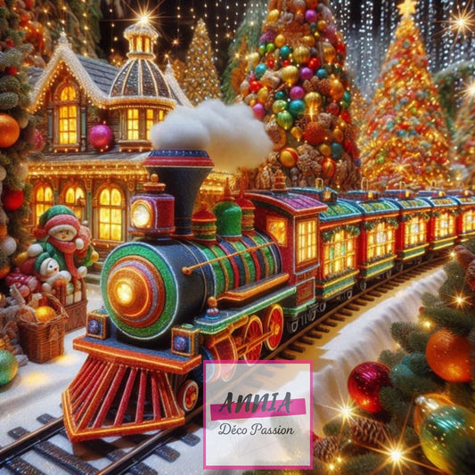 🎄✨ Diamond Painting – Train de Noël Magique