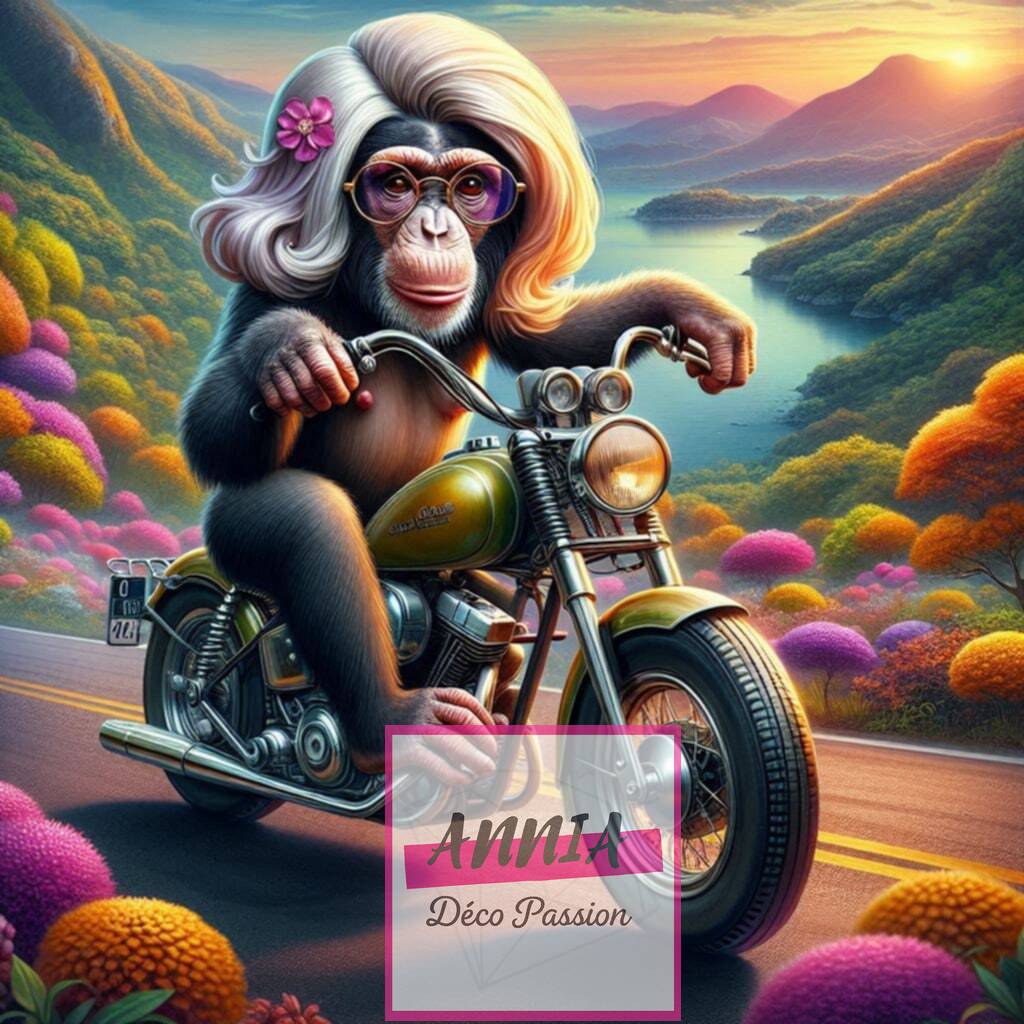 🐵🏍️ Diamond Painting – Singe Biker