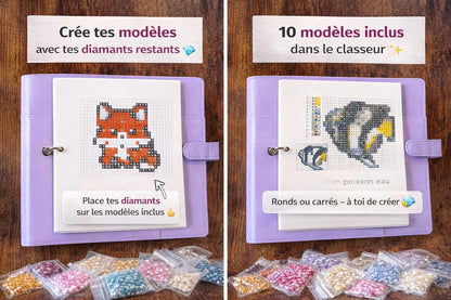 Carnet de peinture diamant violet avec fiches d’instructions et modèles